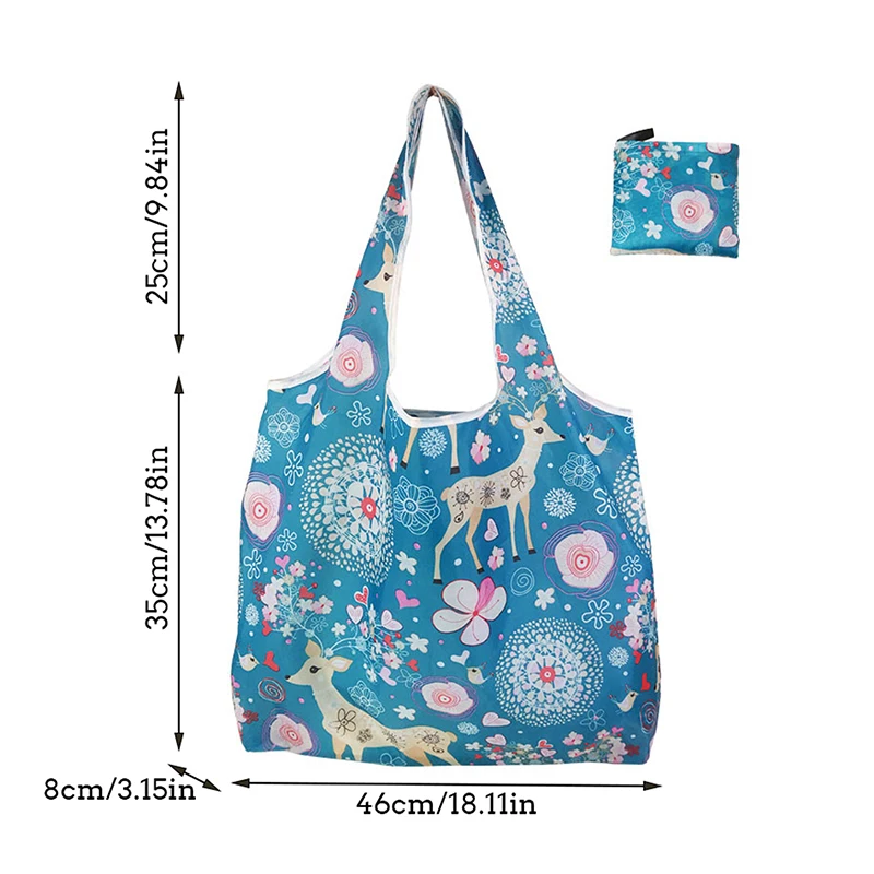 1Pc Foldable Shopping Bag Reusable Travel Grocery Bag Eco-Friendly Cute Animal Printing Supermarket Tote Bag