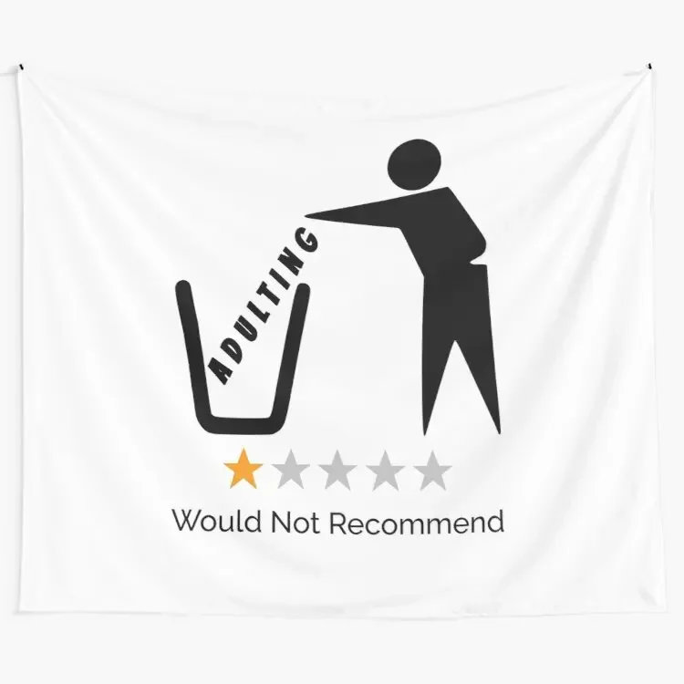New Adulting Would Not Recommend - Adults Funny Illustration Design Tapestry Tapestry New Background Wall Printed Tapestry