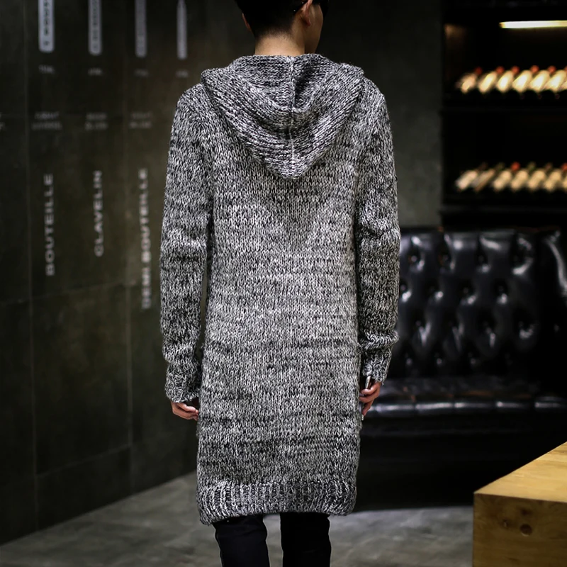 Loose Sweater Mid-length Trench Coat Windbreaker Men's Autumn Spring Cardigan Sweaters Male Plus Size Coat Trendy Cloak