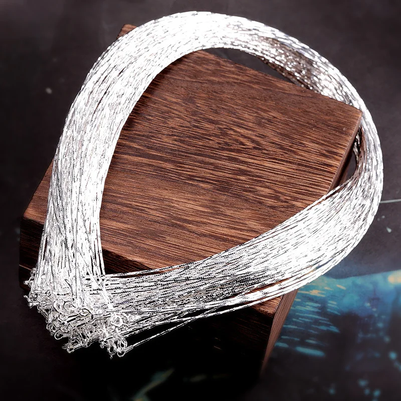 1Piece 1MM 40-45CM Blingbling Glossy Silver Twists Chokers Necklaces Women Thai Chiang Mai Handmade Chains Necklace 925 Silver