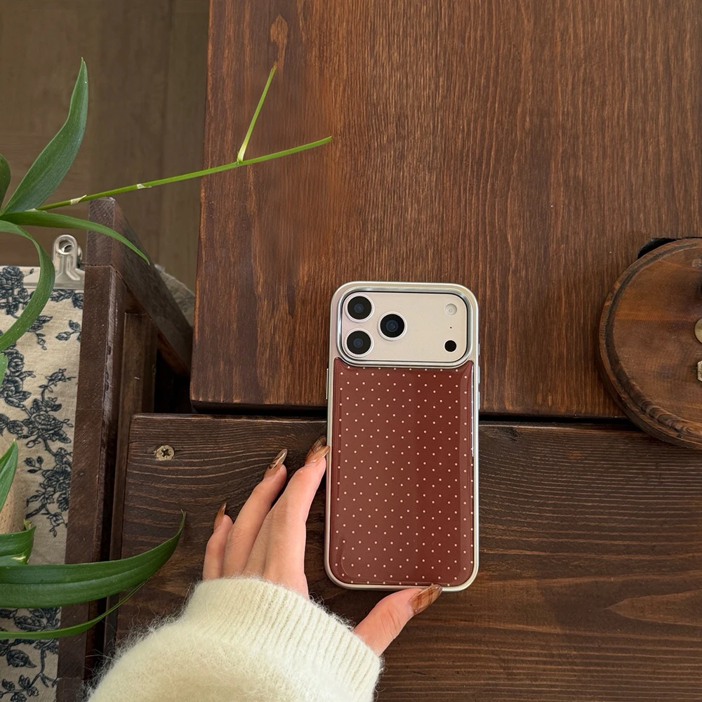 Koreanische INS Polka-Dot-Muster, galvanisierte Silber-Handyhülle für iPhone 17 Promax 18 13 14 15 16 Pro Max, stoßfeste Schutzhülle Funda – Detail 8