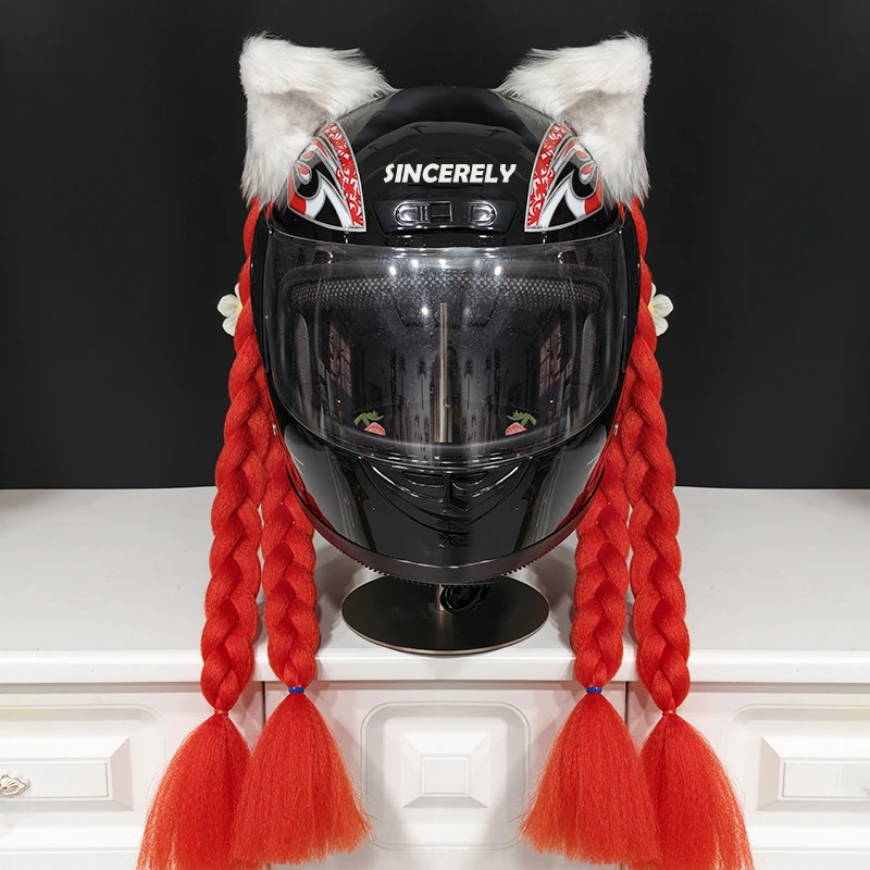 New Cute Adjustable Helmet Braids for Women Children Decor Motorcycle Ski Helmet Accessories Double Pigtails Wig Hair Extensions