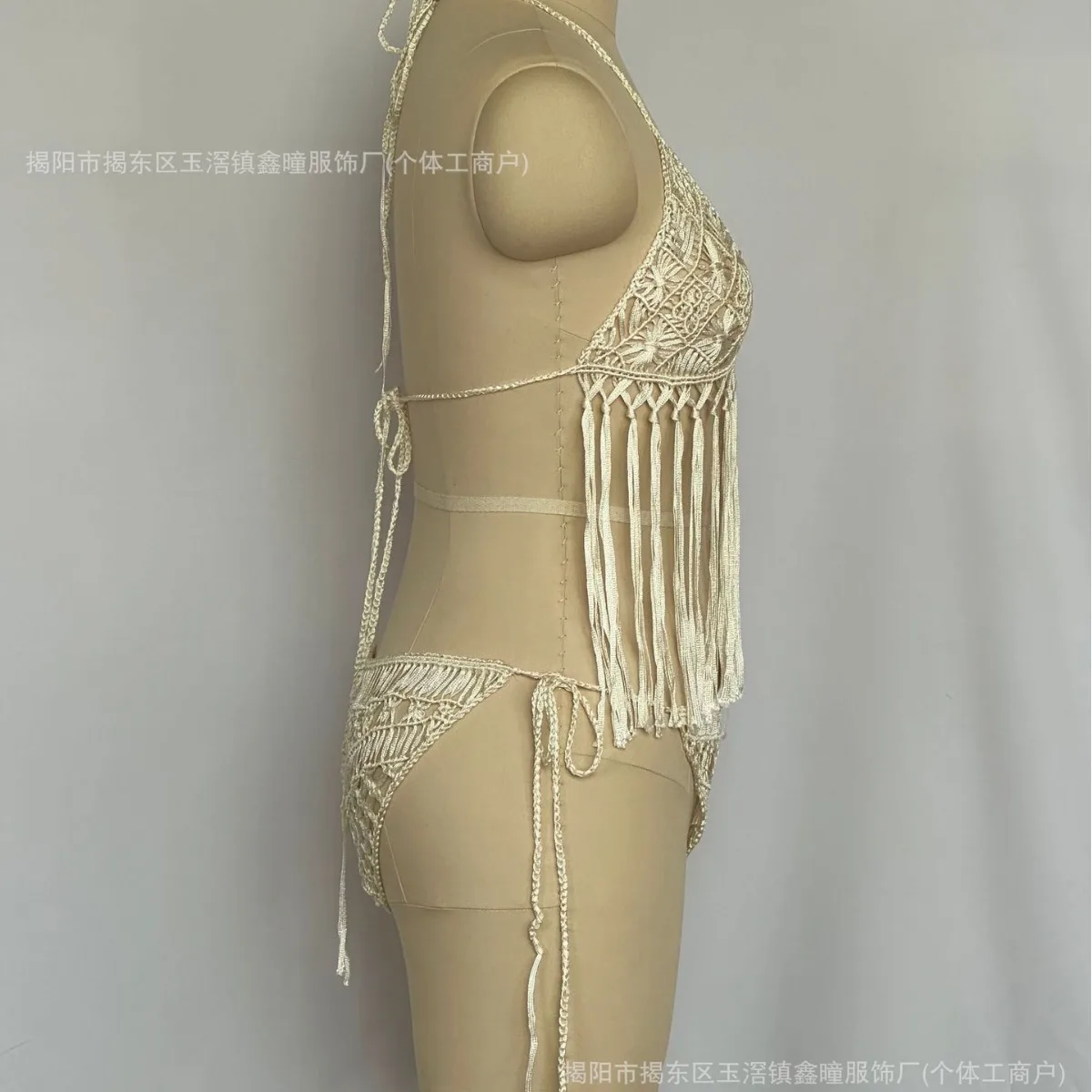 K3889413+H231009 Bohemian Swimwear Sweet Beach Swimwear Cutouts Fashion Design Hand-woven sexy swimwear Haute Couture