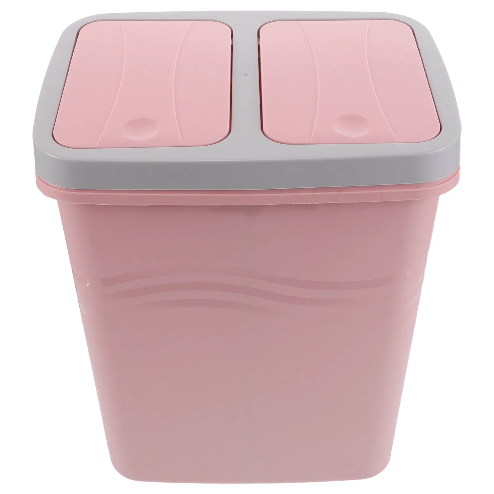

Dual Compartment Trash Can Narrow Kitchen Bin Plastic Rubbish Container with Lid Food Waste Recycling Double Bin Pink