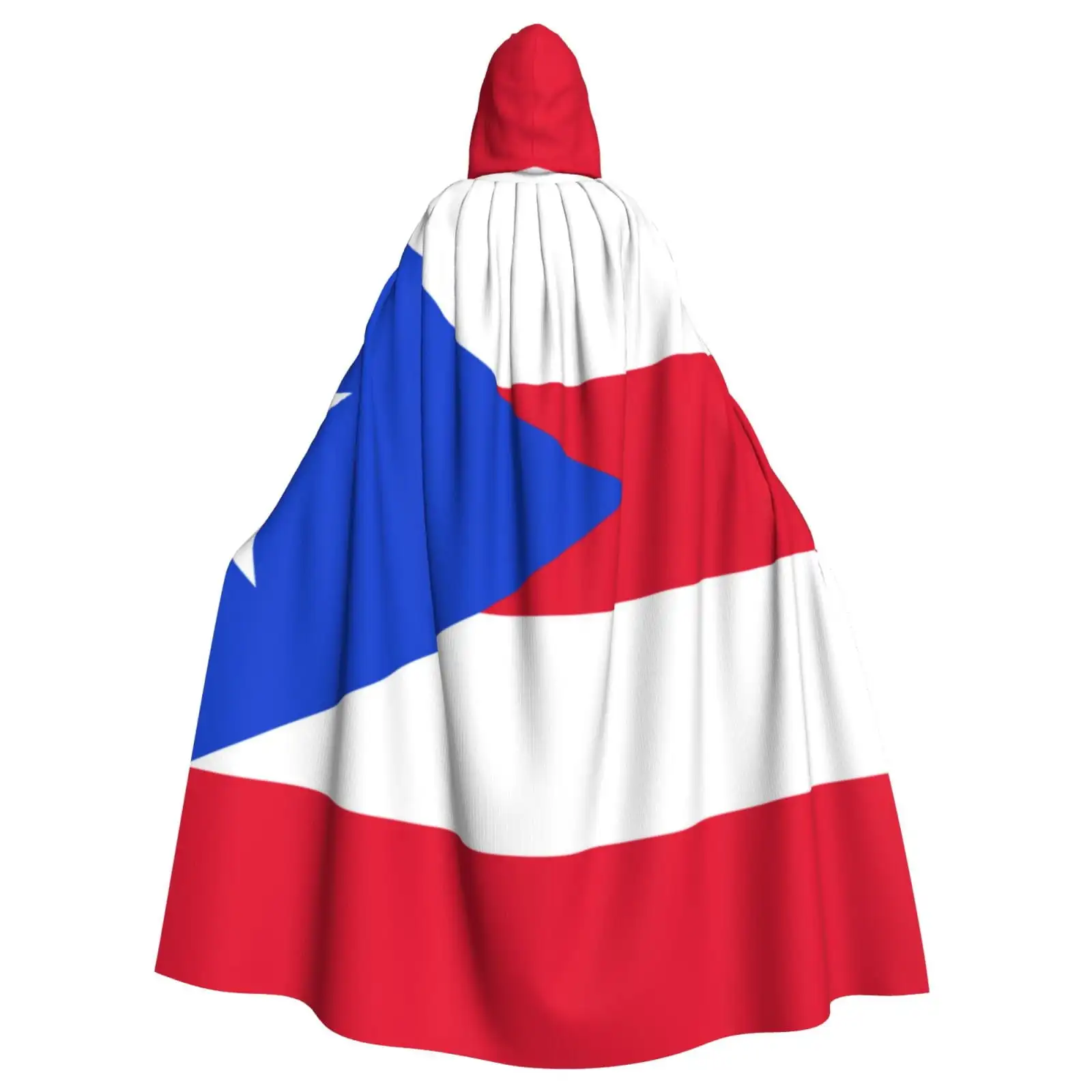 

Unisex Hooded Cloak Adult Lightweight Overcoat Puerto Rico Flag Cloak For Halloween Cosplay Costumes