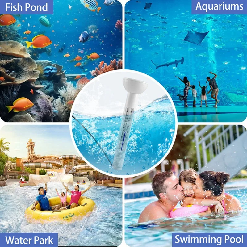 Termómetro flotante para piscina, fácil lectura para la temperatura del agua con cuerda para piscinas y spas exteriores e interiores, duradero