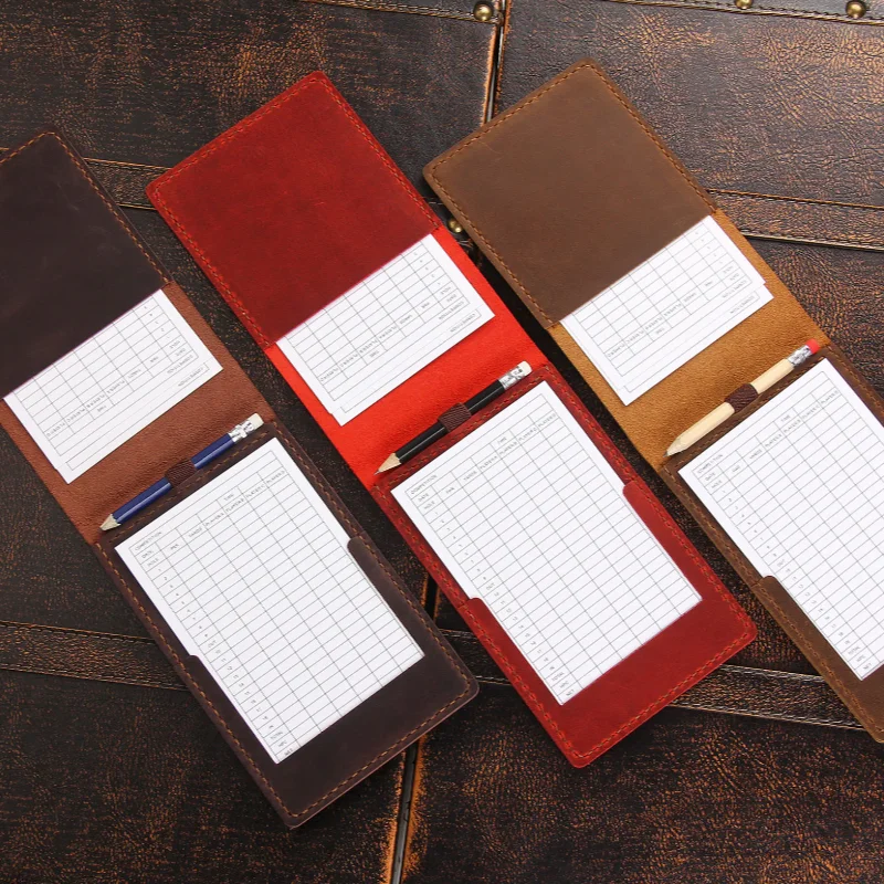 

Genuine Leather Golf Scorecard Holder, Handmade Yardage Book Cover with Pencil Holder, Golf Accessories