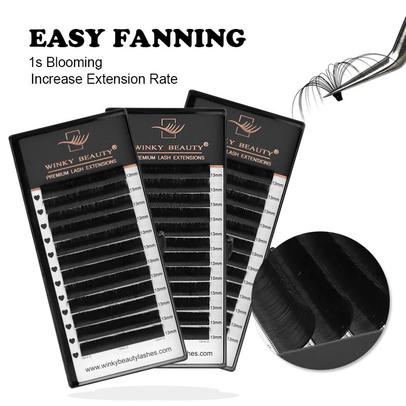 Winky Beauty Easy Fan rzęsy Mega sztuczne rzęsy taca 8-15mm wszystkie rozmiary Premium rzęsy z futra norek dostaw dla urody makijaż