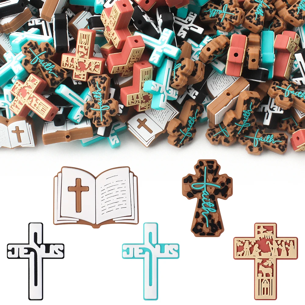 Jewelry Making Guide Book - 5/10/20/50pcs Cross Series Silicone Beads,Cross and