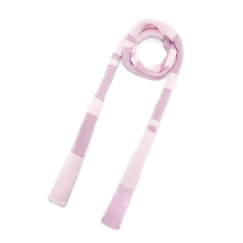 Women Skinny Scarf Knit Thin Knit Belt Long Tie Scarf Bag Handle Wrap Choker Elegant Scarf Decoration DXAA