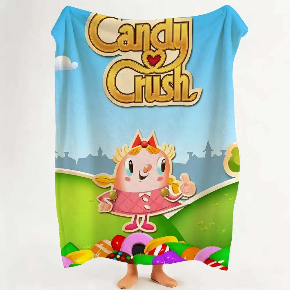 Game C-Candy C-Crush S-Saga Throw Flannel Throw Blanket Suitable for Sofa、Living Room、Bedroom