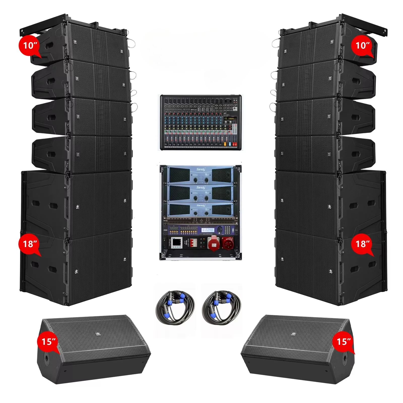 Hot Sells Sandy Audio Dual 10 Loudspeaker Line Array Set Sound System for Stage Show Concert Church Sound Equipment