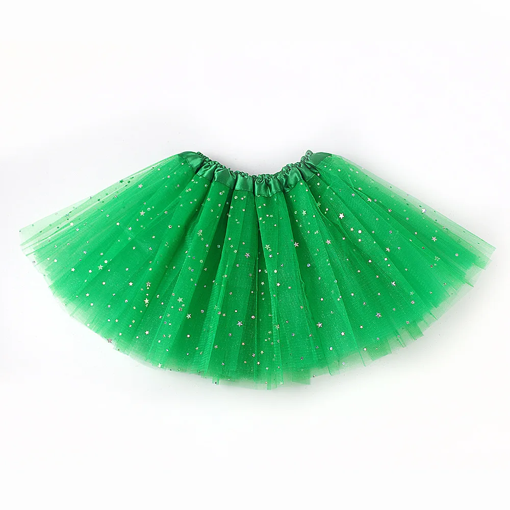 Kids Baby Star Glitter Dance Tutu Skirt For Girl Sequin 3 Layers Tulle Toddler Pettiskirt Children Chiffon 2-8T