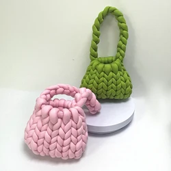 Ins Hand-Woven Bag Diy Homemade Thick Wool Iceland Thread Bag Underarm Shoulder Homemade Tide Soft Handle Comfortable