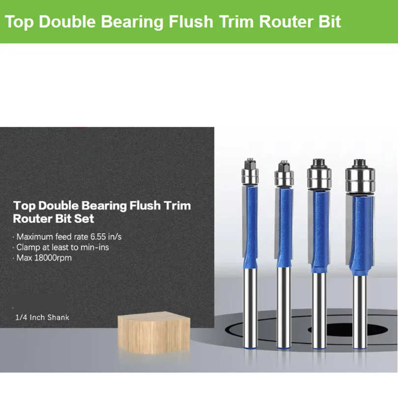 Straight Flush Trim Router Bits 1/4 Inch Shank shank Double Bearing Flush Trim Bit Router Bit For Wood Bit Face Mill