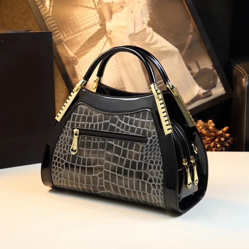 Luxury Fashion Diamonds Women\'s Bag Genuine Leather Shoulder Crossbody Bag Large Capacity Ladies Crocodile Pattern Portable Bags