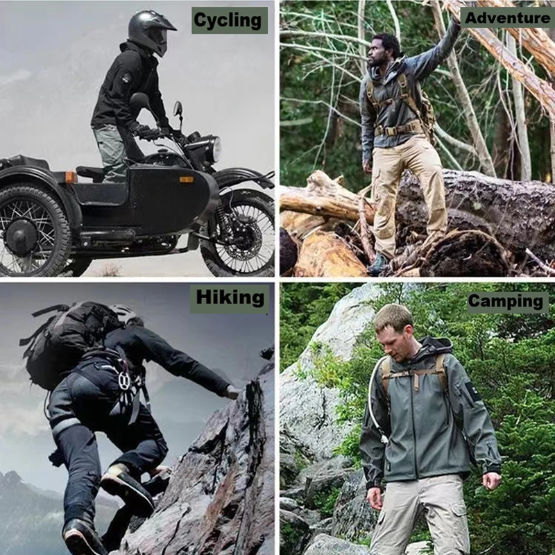 التكتيكية الرجال الشتاء رياضية الصوف سترات البضائع سترات مصدات الرياح التنزه التخييم السراويل تسلق Sharkskin معاطف هود غير رسمية #4