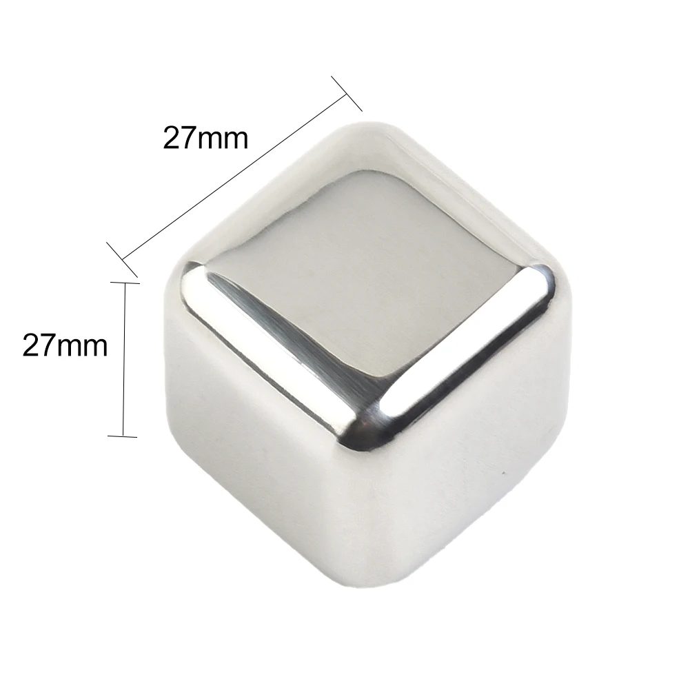 Conjunto de cubos de gelo de aço inoxidável reutilizáveis pedras para uísque, vinho, festa fria, ferramenta bar, 1pc