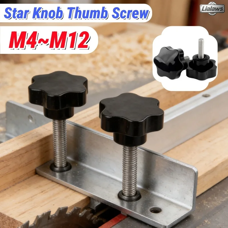 M4 M5 M6 M8 M10 M12 Star Shape Thumb Tighten Screw Six-Lobe Head Thumbscrew Adjust Clamping Bolt Bakelite Hand Grip Knob Screw