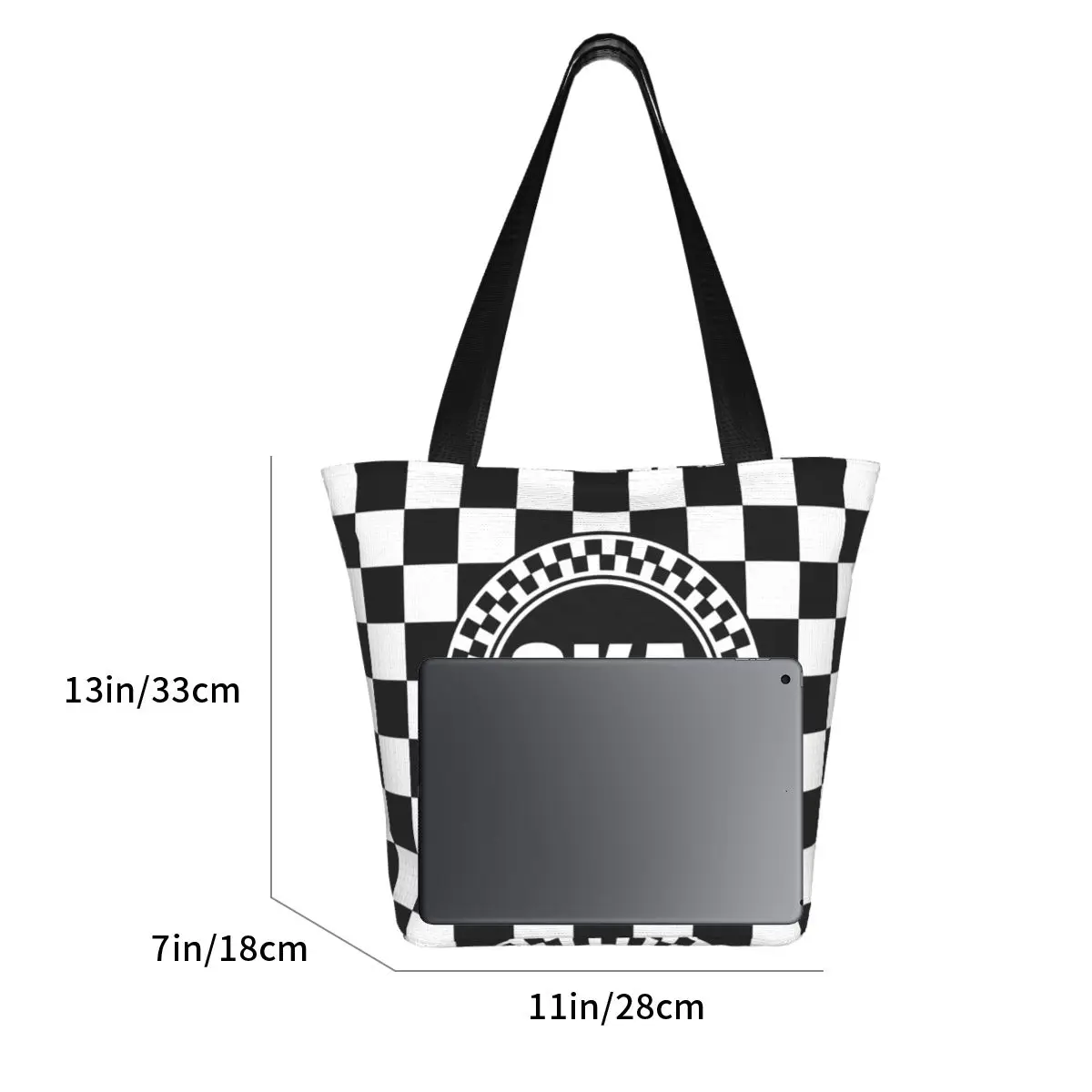 Bolso de mano con cremallera para mujer, bolsa de hombro con logotipo de ska-rock SKA, 2 tonos de música, Ulzzang, elegante, 2 tonos