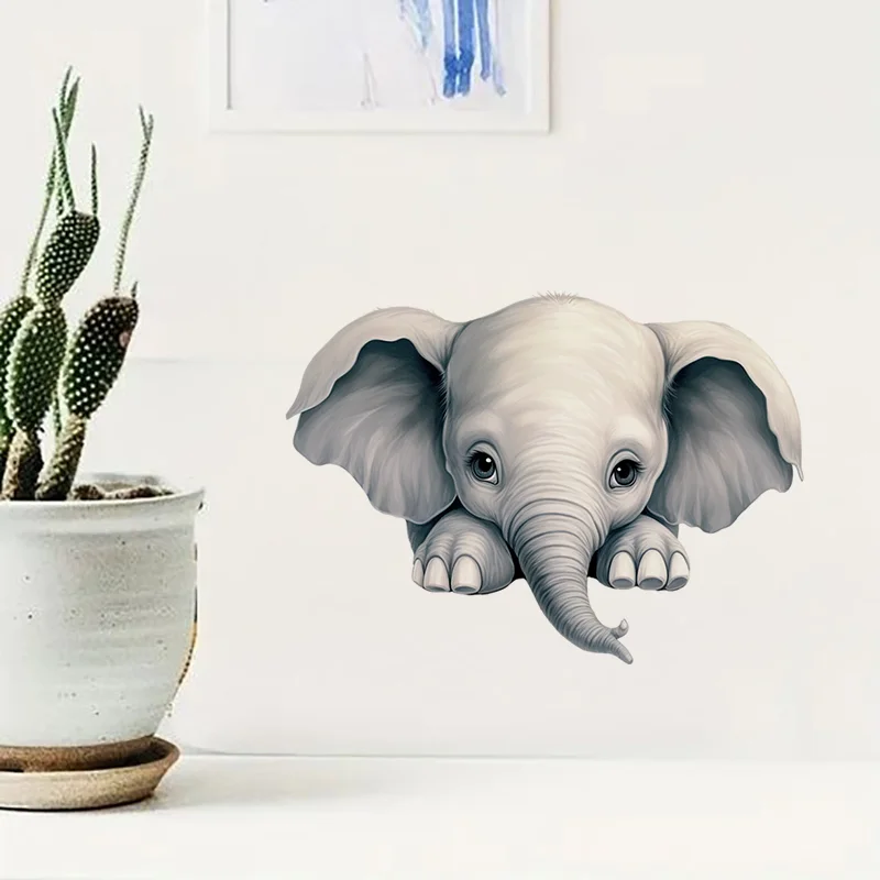 90973 #   Autocollants de toilettes en forme d'éléphant pour bébé, autocollants amovibles pour chambre à coucher, entrée, salon, porche, décoration murale pour la maison