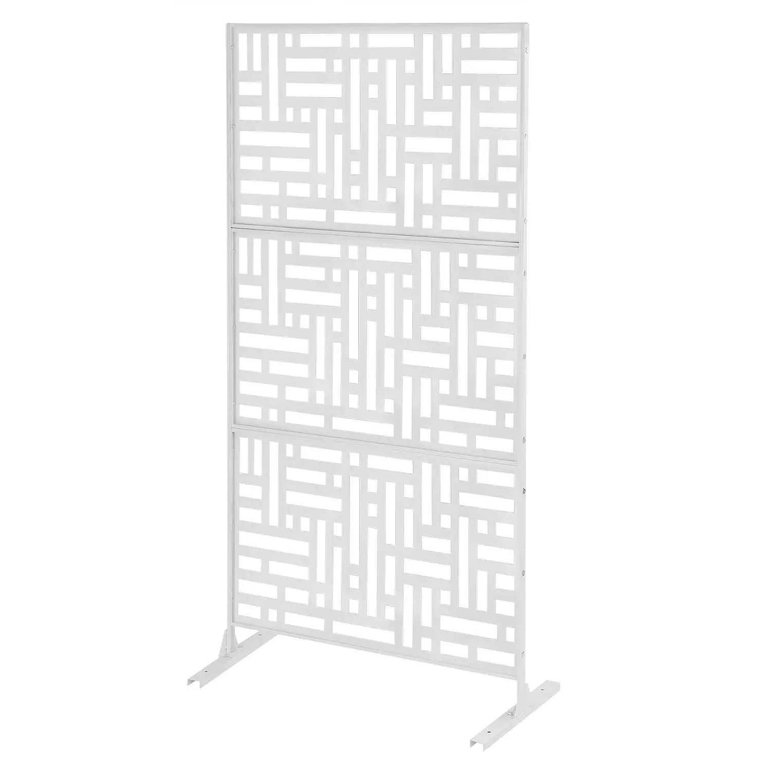 6.2FT Metal Privacy Screen Outdoor Garden Fence Freestanding Divider with Stand for Patio Balcony, Customized
