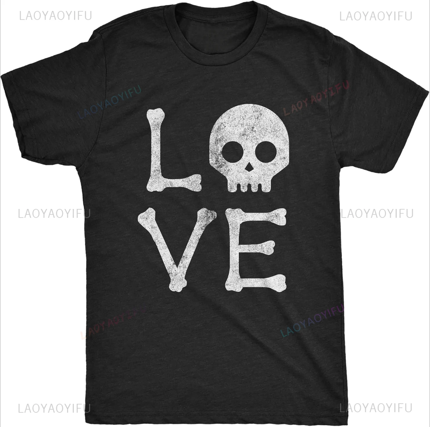 Funny Skeleton Cartoon Graphic Printed Live Laugh Die T Shirts Casual Hip Hop Fashion Streetwear Man Tshirt Short Sleeve Y2K Tee