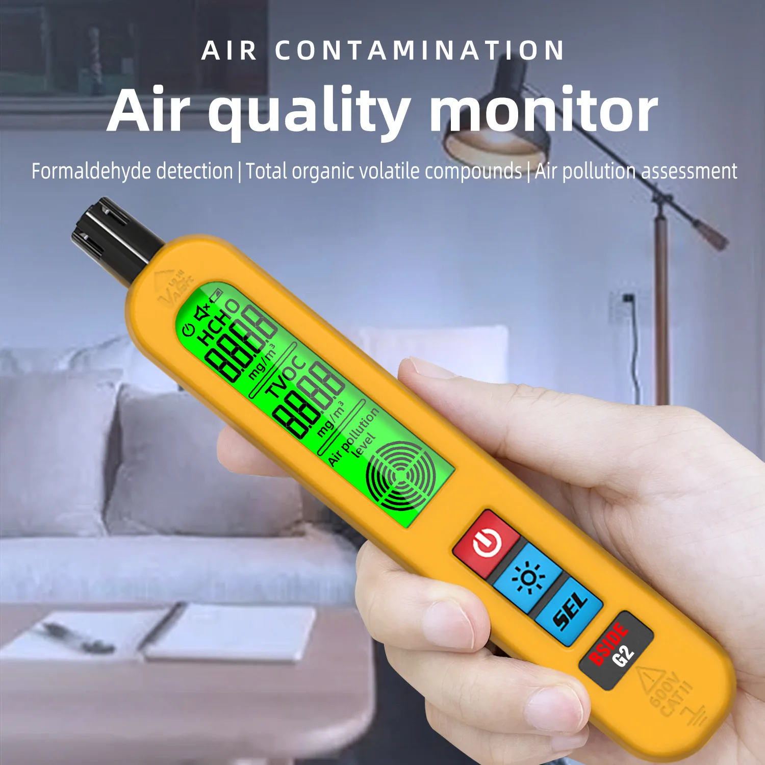 Auto Alarm Formaldehyde HCHO TVOC Portable LCD Display Home Office Detection Rechargeable BSIDE G2 Air Quality Detector