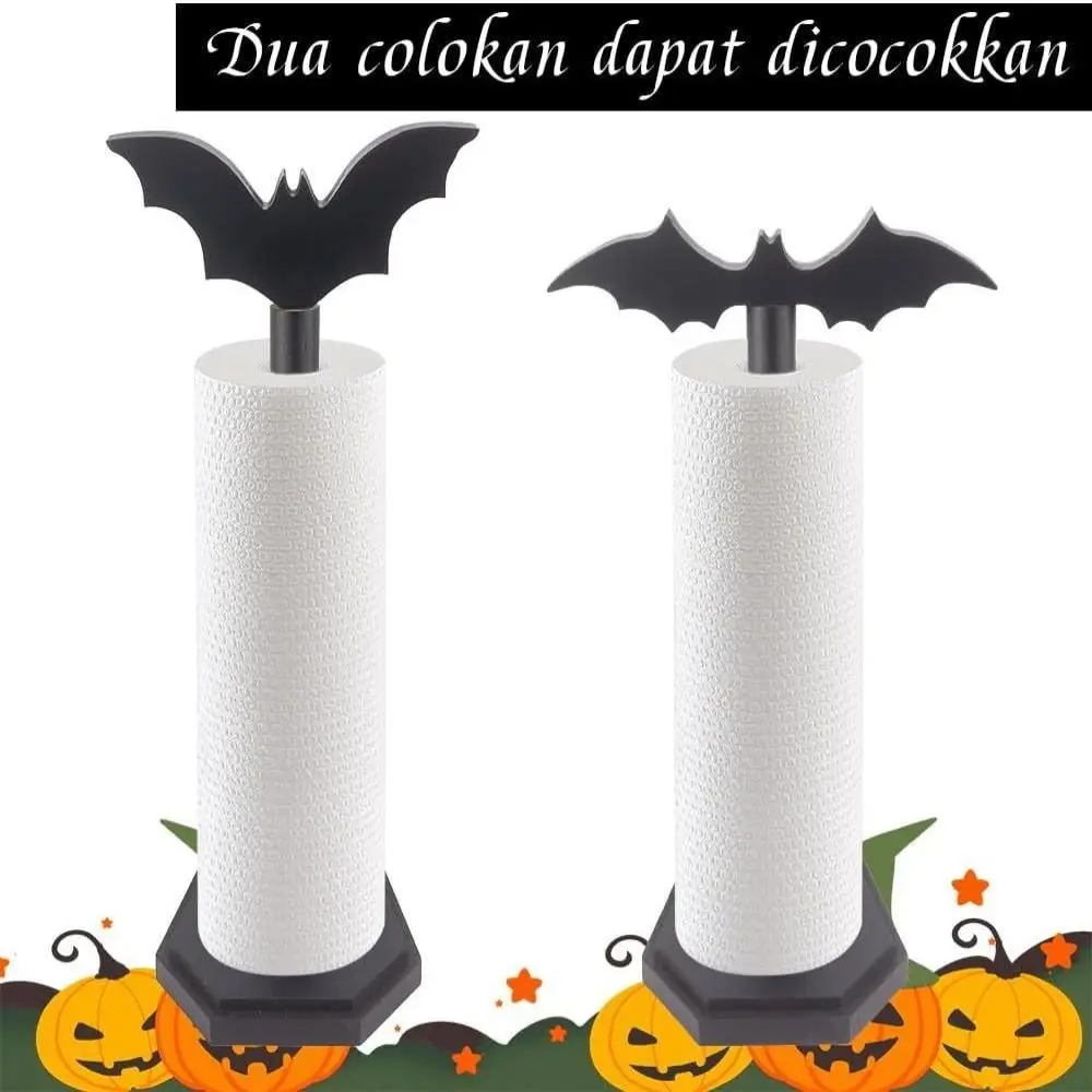 

Halloween Bat Paper Towel Holder Handmade Detachable Topper Vertical Tissue Holder Wooden Witchy Gifts Gothic Home Decor