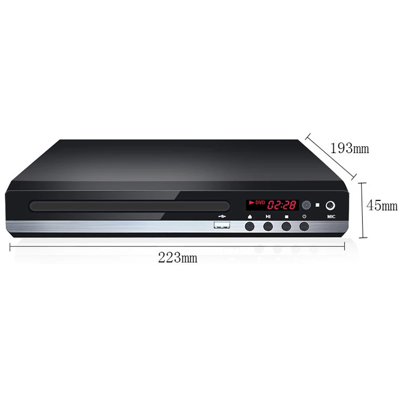 Home DVD Player VCD CD Disc Media Player Machine with AV Output Remote USB Mic Full HD 1080P Home DVD Player Box Multimedia
