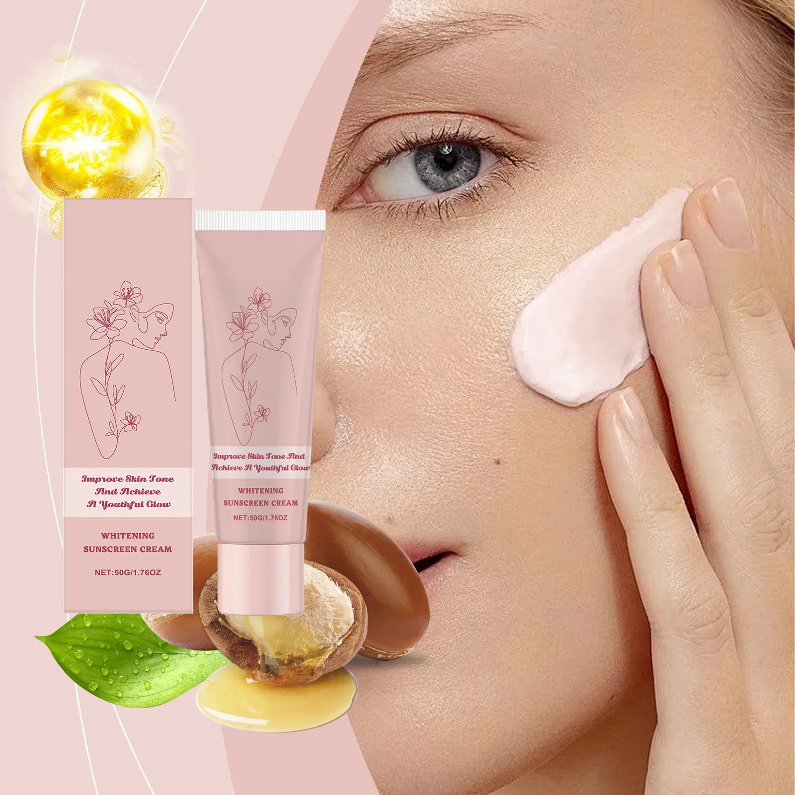 

1pc Whitening Sunscreen Moisturizing Brightening Sunscreen And Waterproof Deeply Nourishing Skin Moisturized And Translucent