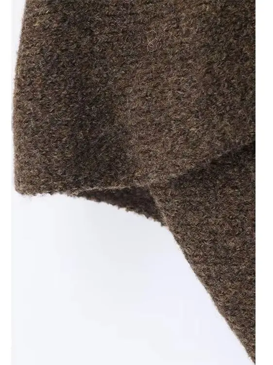 

HH Woman Winter Versatile Warm Scarf Collar Long Sleeves Solid Color Knitted Cardigan Female New Fashion Casual Knitted Sweater