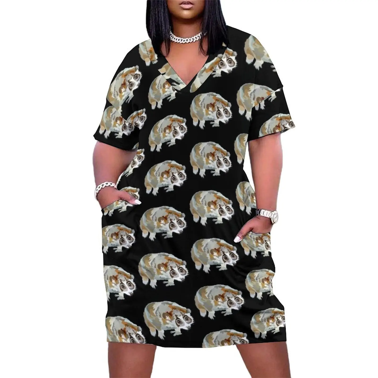 Pygmy slow loris Loose Pocket Dress women clothing 2025 new arrivals dresses with long sleeves Women's dresses