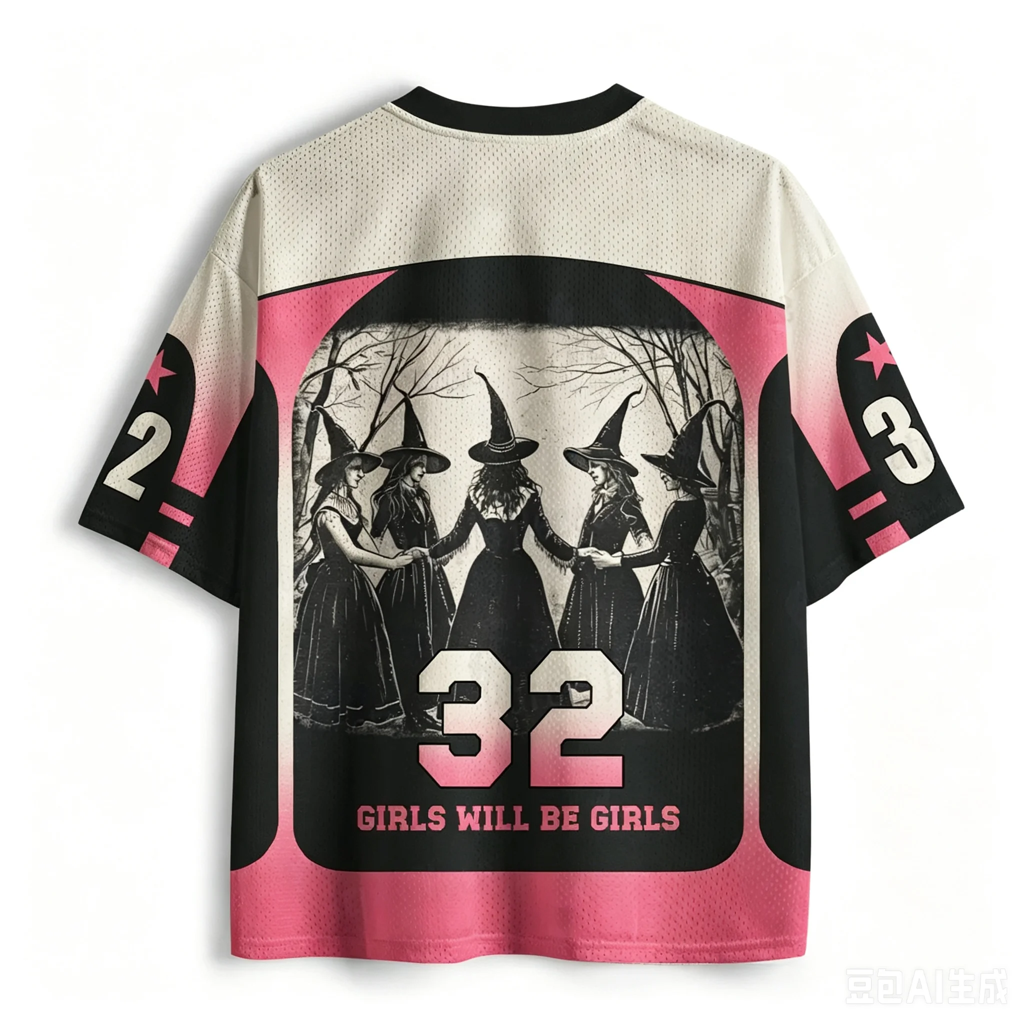 2026 Summer Fashion New Gothic Dark Fun Warning Witch 3D Printing Outdoor Leisure Sports Fitness V-neck T-shirt Large