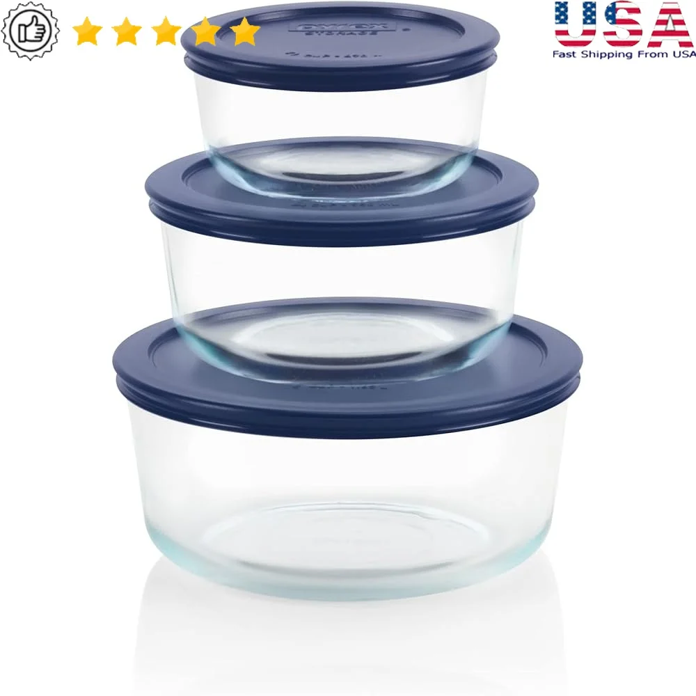 

3-Pack Glass Food Storage Containers Set 2 4 7 Cup Meal Prep BPA-Free Lids Dishwasher Microwave Safe Kitchen Essentials