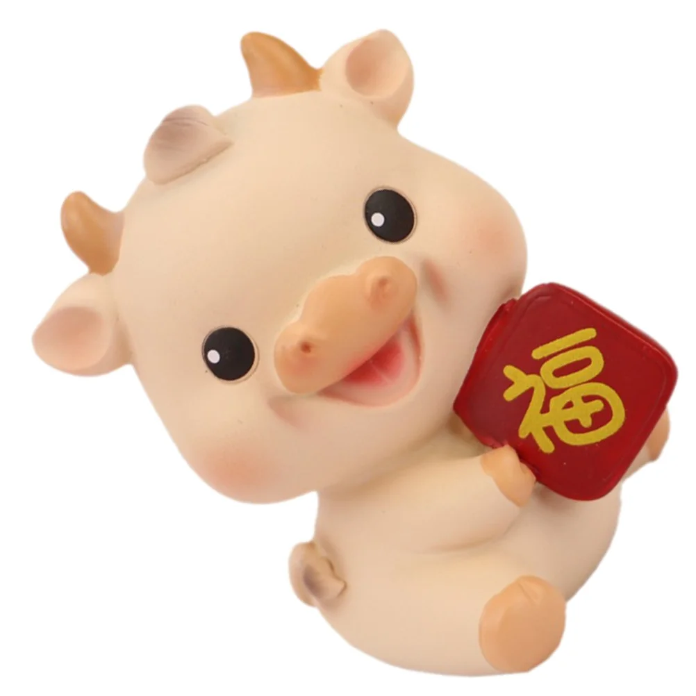 

1Pcs Resin Fortune Cattle Car Dashboard Decor New Year Ox Ornament for Home Office Indoor Outdoor Decoration Cattle Ornament
