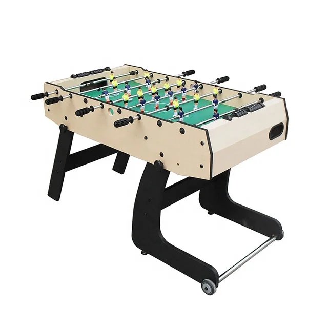 48 Inch White Telescoping Rod Small-Sized Foldable Foosball Table with Wheels MDF & PVC Construction