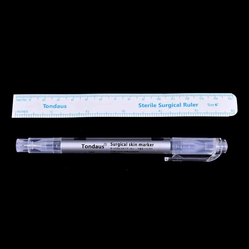 Pro Surgical Skin Marker Pen Ruler Scribe Tool Tattoo Piercing Permanent Makeup,