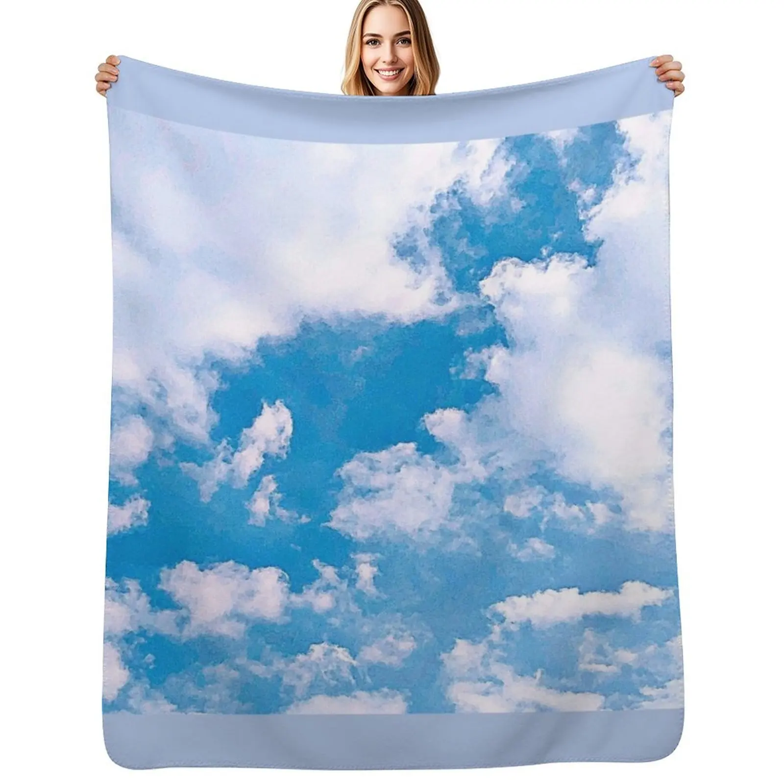 Blue Sky and Pretty Clouds Throw Blanket for sofa Heavy Retros Soft Big Warm Luxury St Blankets