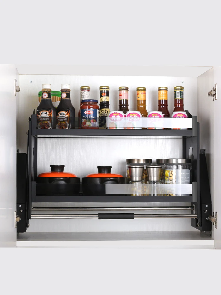 Kitchen pull basket cabinet, high cabinet, top cabinet, pull-down vertical lifting pull basket storage rack