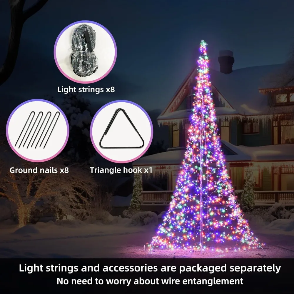 Outdoor LED Christmas Tree - 16.4 Feet Tall, 1600 Multicolor Lights, Compatible with Existing Flagpoles #6