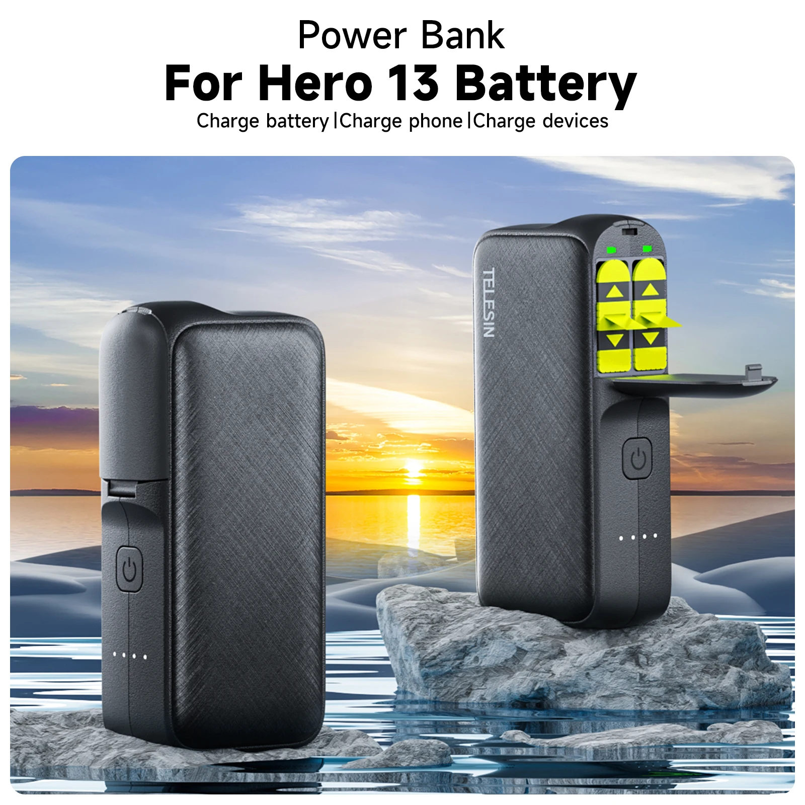 TELESIN Power Bank 10000mAH with 20W PD Fast Type-C Charging Portable Battery Charger For GoPro13 Gopro Hero 13 For Smart Phone