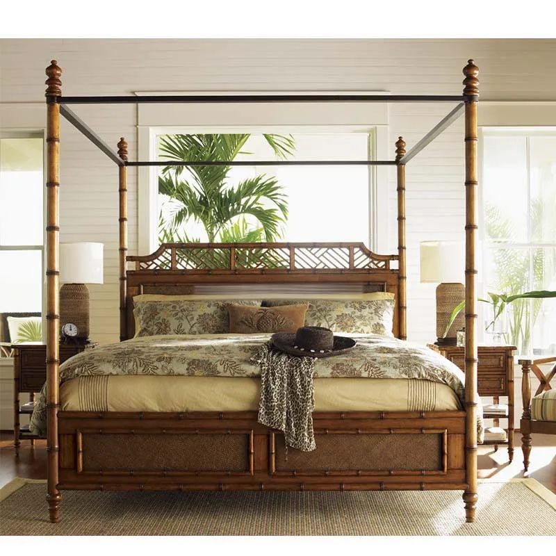 American Style Minimalist Solid Wood Bedroom Double 1.8m king Size Bed Wedding Bed Hotel Customized Wooden Furniture