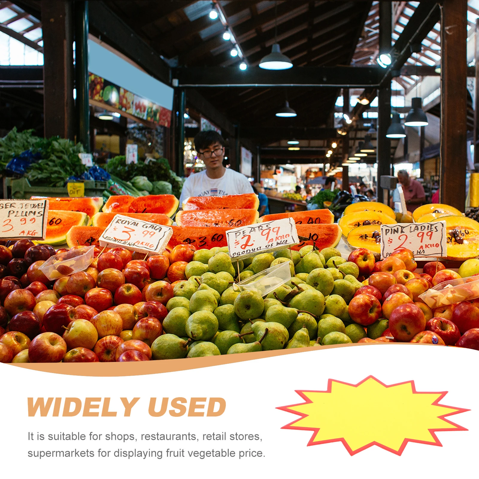 

200 Pcs Price Tags 13x17cm Blank Retail Labels for Supermarket Fruit Vegetable Display Signs Paper Price Cards
