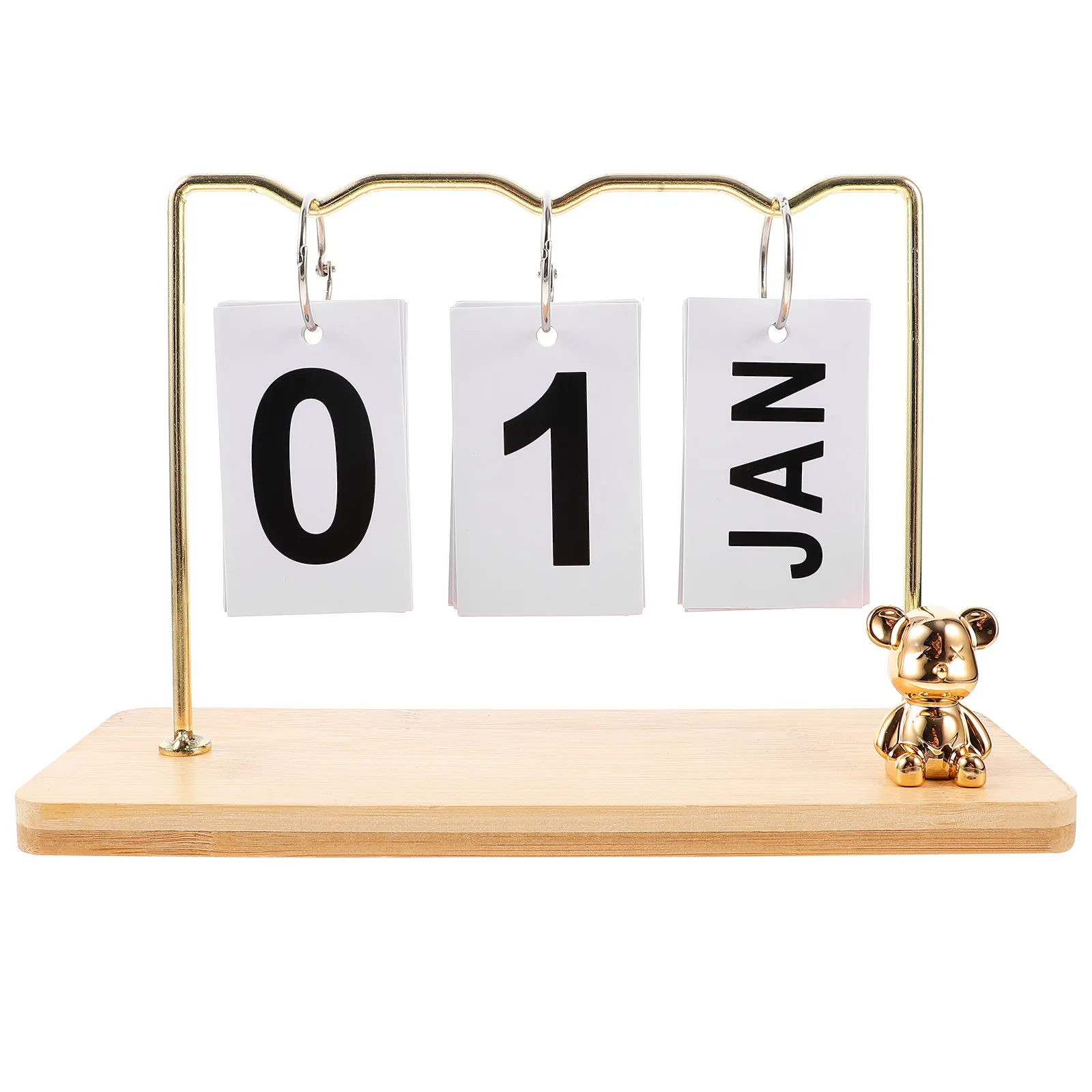 

Wooden Perpetual Desk Calendar Flip Table Calendar Year After Year Manual Date Change Compact Size for Desk Countertop Aesthetic