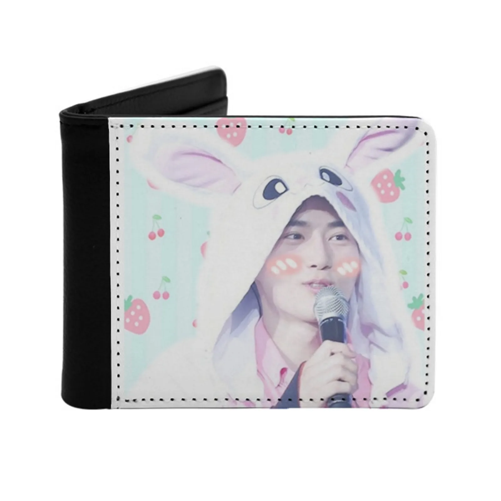 

[ ] Suho " Kawaii Bunny " Collection Personalized Men's Leather Wallet Credit Card Pouch Purse M K L Baekhyun Chanyeol Chen