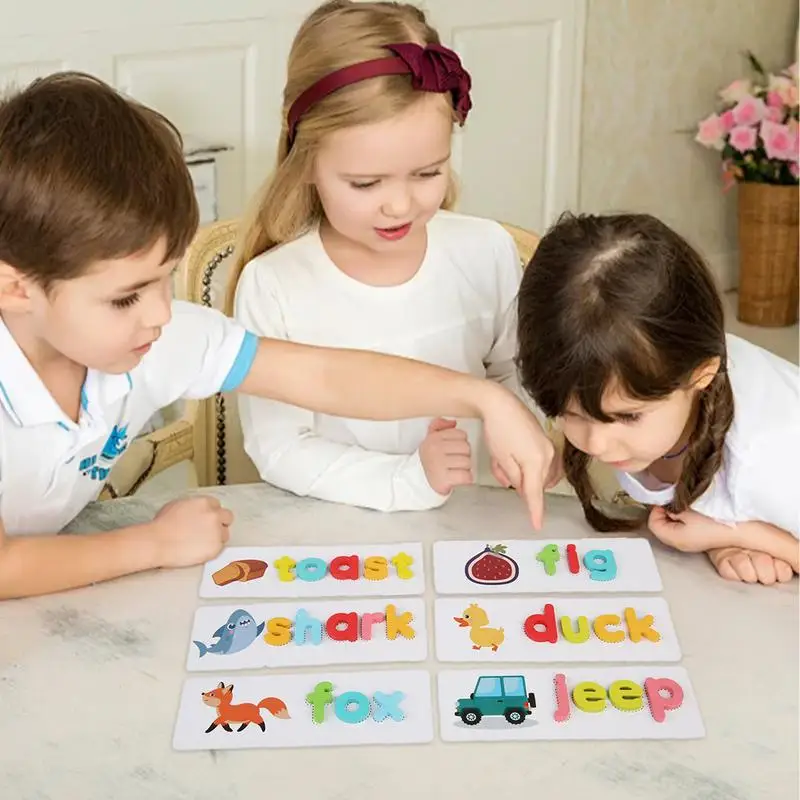 See And Spell Learning Toys For Kids Educational Wooden Words Spelling Puzzle Matching Letter Game Sensory Toys For Children