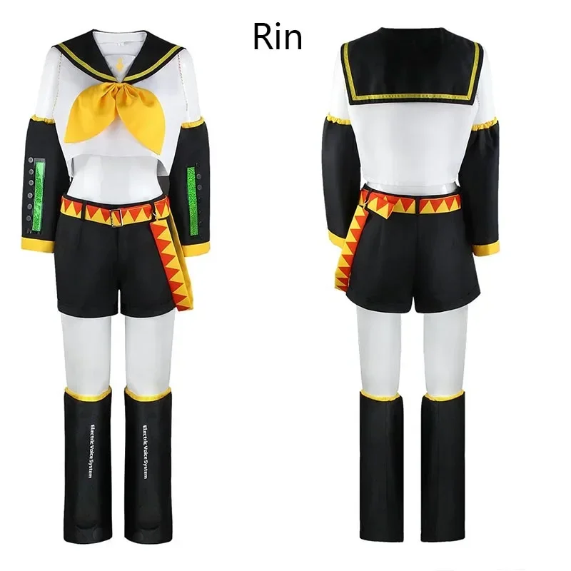 Vocaloid02 Rin Len Cosplay Costume Anime Sailor Uniform Halloween Party Yellow Wigs Christmas Comic Con Outfits Full Set