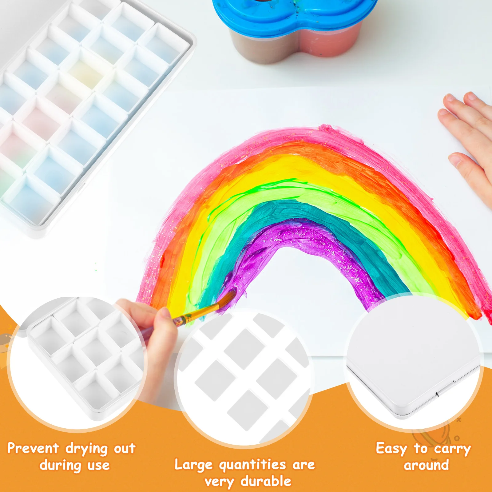 

1 set 24 Compartments Watercolor Box Empty 1ML Pans Portable Artist Paint Palette Durable Gift Paint Box Student