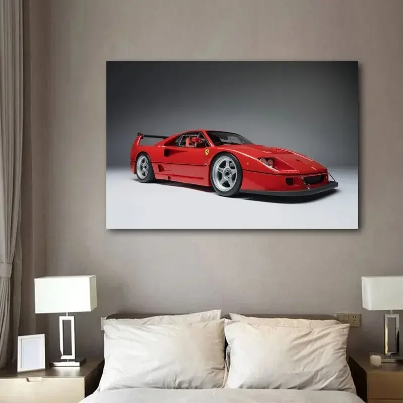 لوحات للديكور المنزلي Ferraris F40 سيارة رياضية حمراء سيارة خارقة صورة قماش الملصقات جدار يطبع غرفة المعيشة الفنية غير المؤطرة